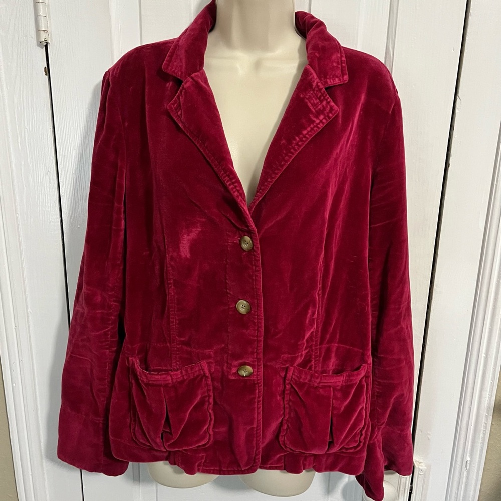 Sundance Velvet Blazer Jacket in Deep Red